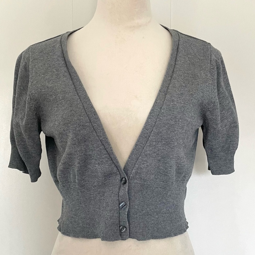 Mossimo-Grey Sweater Shrug Bolero with Buttons- Women’s XL
